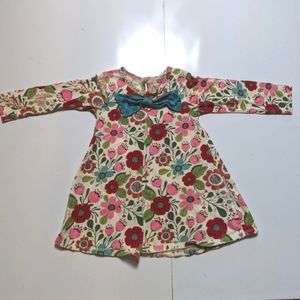 Pre owned Fall/winter long sleeve Toddler girl size 4 Jelly The Pug floral dress